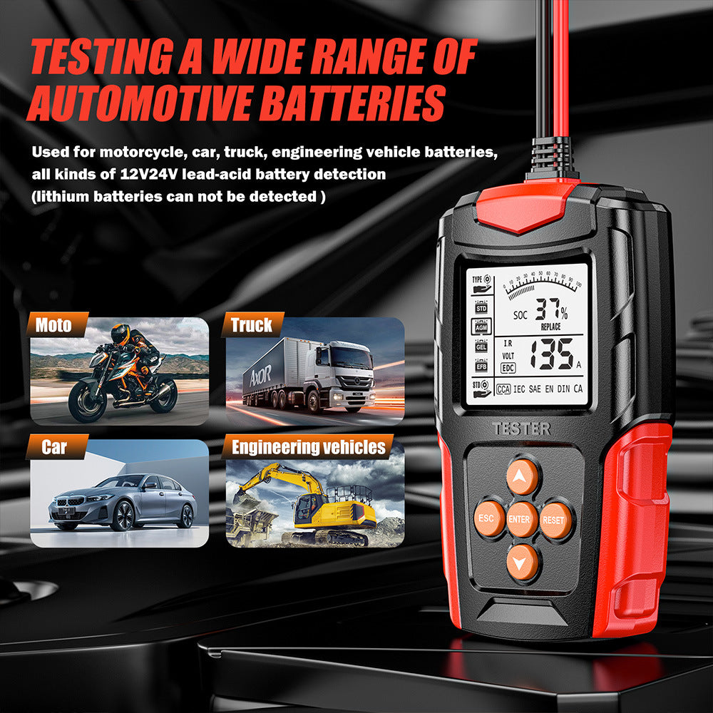 NOEIFEVO 12V 24V Tester autobaterií a generátorů – Digitální zátěžový tester pro osobní automobily, nákladní automobily, ATV a lodě – CCA analyzátor autobaterií a tester nabíjecího systému