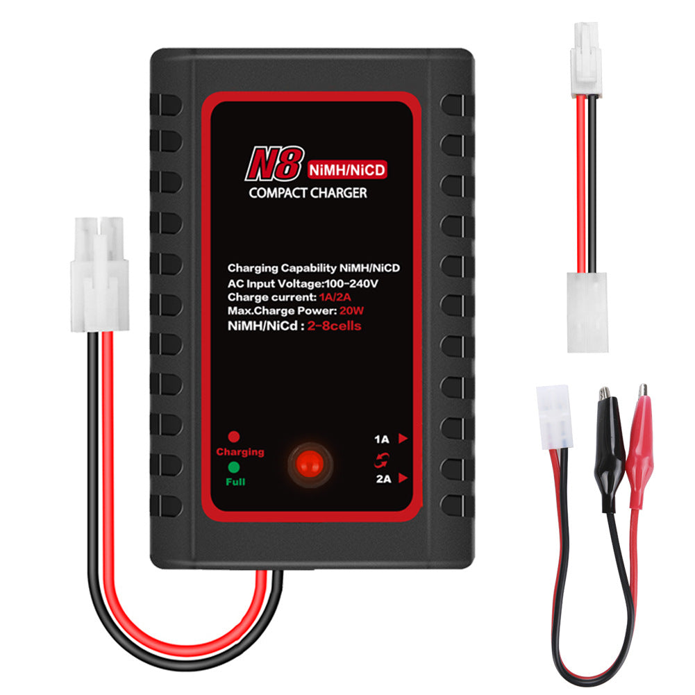 N8 Intelligente NiMH / NiCD Batterilader til 2-8s 2,4V 3,6V 4,8V 6V 7,2V 8,4V 9,6V batterier til Airsoft RC bil, båd, drone, med Standard / Mini Tamiya stik