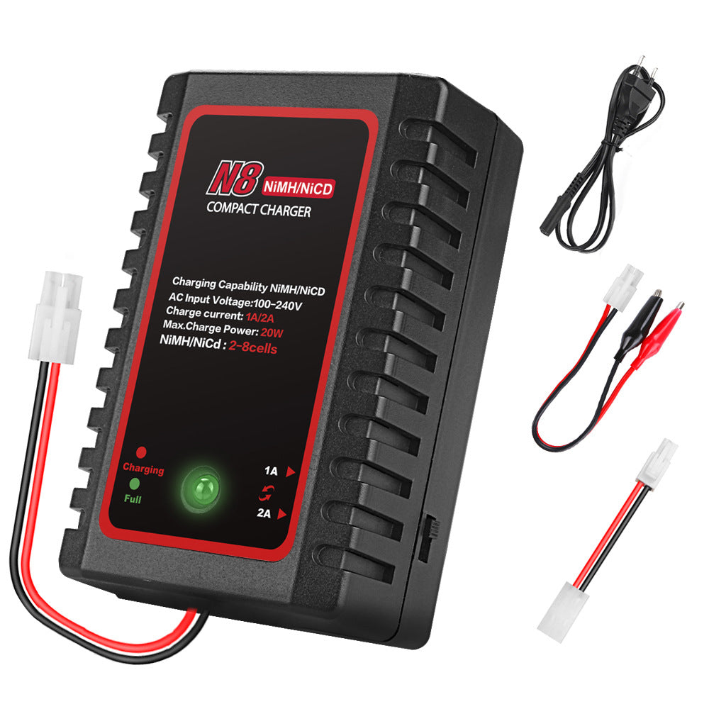 N8 Intelligente NiMH / NiCD Batterilader til 2-8s 2,4V 3,6V 4,8V 6V 7,2V 8,4V 9,6V batterier til Airsoft RC bil, båd, drone, med Standard / Mini Tamiya stik