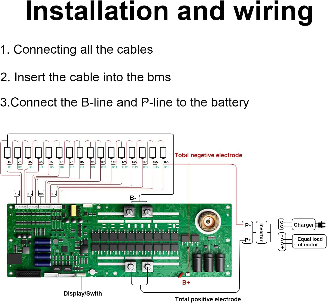 BMS 8S–16S 24V–48V 200A para armazenamento de energia residencial, com balanceamento ativo de 2A, Bluetooth integrado e comunicação RS485/CAN para sistemas solares