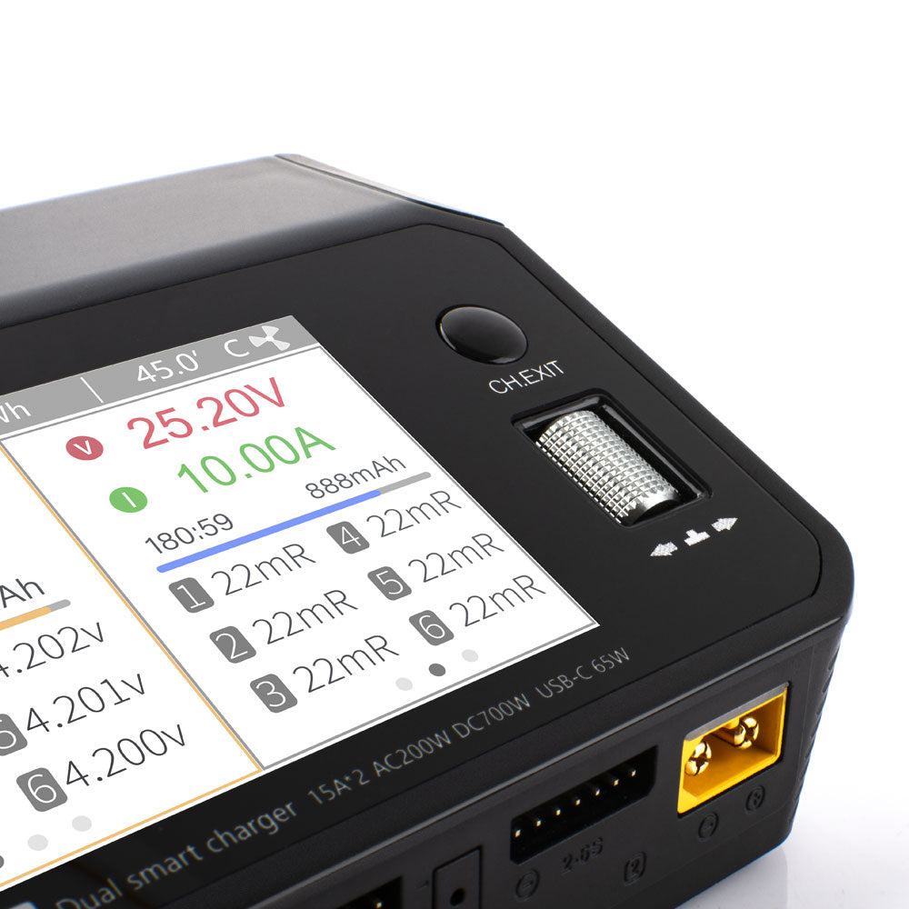 M6DAC Dual-Channel RC Smart-Lade- und Entladegerät, AC/DC Balance-Ladegerät mit max. 15A für LiPo, LiHV, LiFe, Lion, NiMh, Pb Batterien