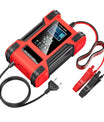Auto acculader, 12V 12A / 24V 6A loodzuur AGM LiFePO4 acculader, voertuiglader, 7-traps slimme acculader met LED-display voor auto's, vrachtwagens, motorfietsen, grasmaaiers
