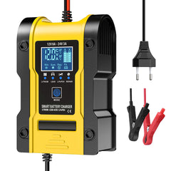 12V 6A / 24V 3A Auto- en motoracculader, intelligente multifunctionele reparatielader met temperatuurdetectie voor loodzuur-, AGM-, gel-, deep cycle-, lithium- en LiFePO4-accu’s