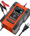 12V 6A / 24V 3A Auto- en motoracculader, intelligente multifunctionele reparatielader met temperatuurdetectie voor loodzuur-, AGM-, gel-, deep cycle-, lithium- en LiFePO4-accu’s