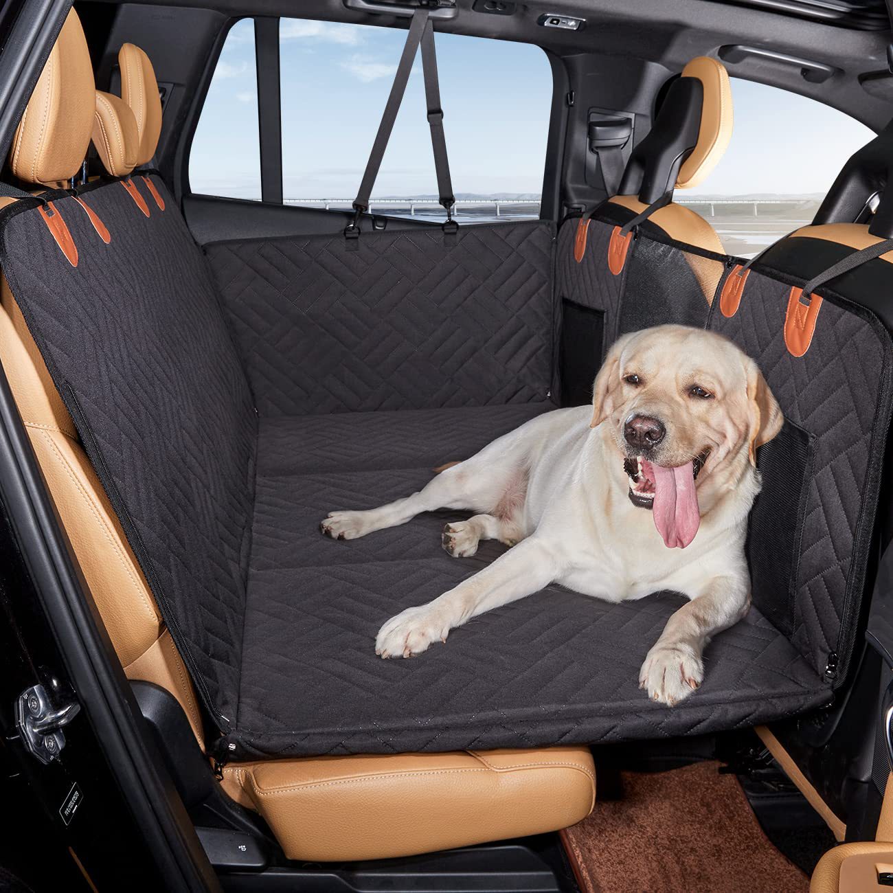 NOEIFEVO CA05 Manta para cachorro para banco traseiro de carro com fundo rígido, banco traseiro com proteção lateral e janela de visualização, manta para carro resistente a arranhões e repelente de água, tapete para cachorro, banco traseiro