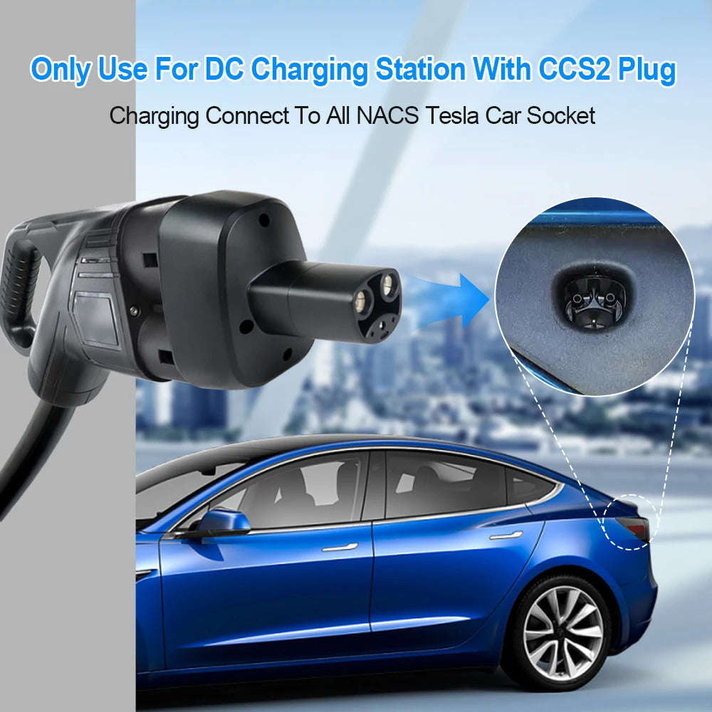 Adaptador de cargador EV NOEIFEVO CCS2 y Tipo 2 a Tesla NACS, AC 32A DC 400A 200KW, cargador de vehículo eléctrico, convertidor de cargador Tipo 2 para Model Y/S/3/X