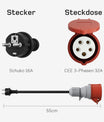 CEE 32A 5 Pin Buchse zu EU Schuko Stecker, Schuko Adapter für 22KW 16A 3 Phase EV Ladegerät