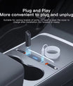 Hurtigoplader til midterkonsol – USB-C lade-dock & USB splitter hub, kompatibel med Tesla M3/Y (Highland 2024–2025 & Standard 2021–2024), intelligent adapter med strømlængdeforlænger