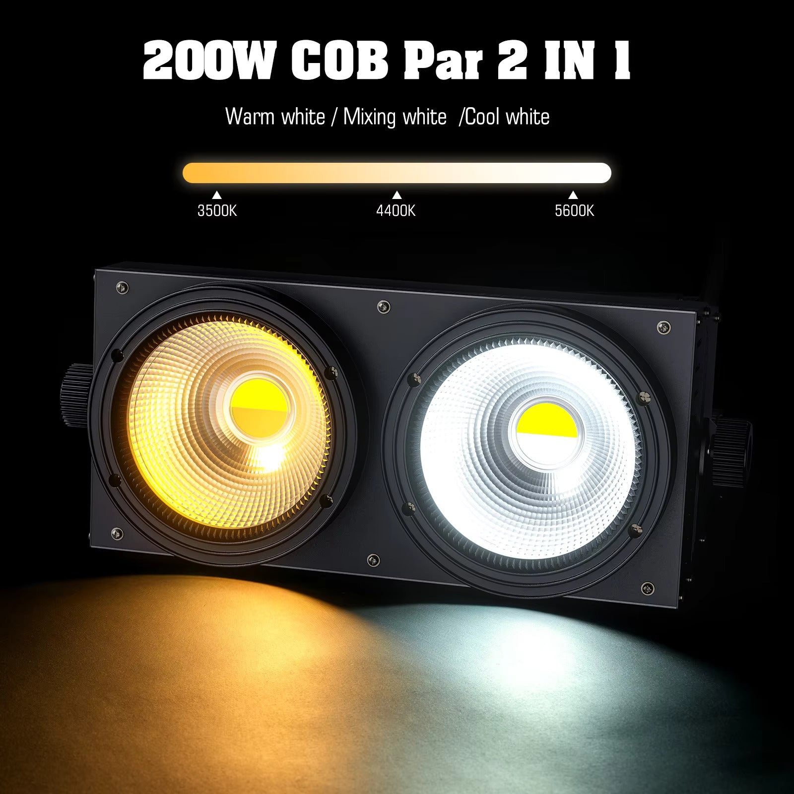 4 Stück 200W COB Par Scheinwerfer 2x100W Blinder Beleuchtung 2-Augen LED 2IN1 COB Kalt-/Warmweiß Party Bar DMX Bühnenbeleuchtung