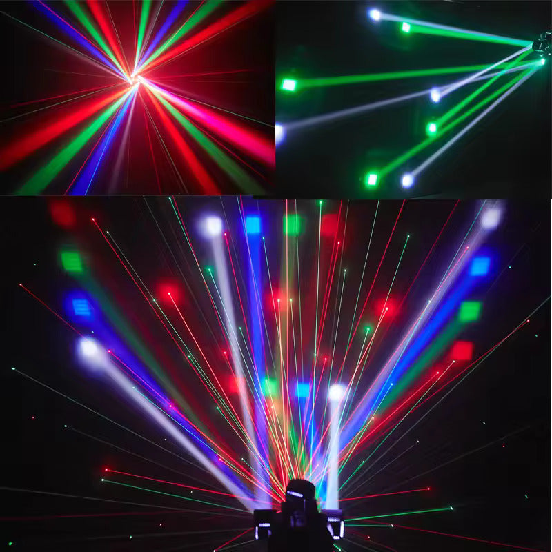 90W RGB LED Beam Moving Head Partylicht, Rot-Grüner Laser mit weißem Blitzlicht, DMX512 & Sound-to-Light Steuerung für DJ-Partys
