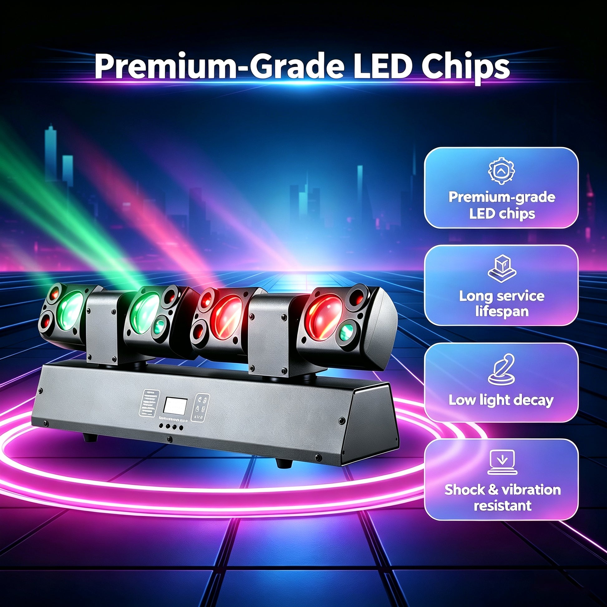 80W Disco Party Lichtanlage, RGBW LED Moving Head Scheinwerfer mit zwei beweglichen Köpfen, Fernbedienung, DMX512-DJ-Equipment, Bühnenbeleuchtung für Events, Clubs und Weihnachten