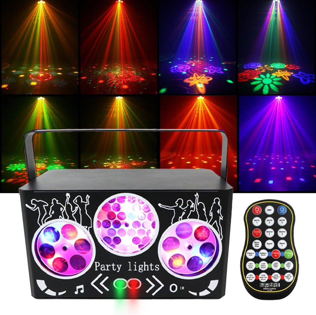 DJ Disco Partybeleuchtung, RGBW 4-in-1 Spezialeffekt-Muster-Laserlicht mit DMX512-Soundsteuerung, Bühnenbeleuchtung für DJ-Clubs, Partys, KTV, Bars, Veranstaltungen, Shows und Festivalpartys