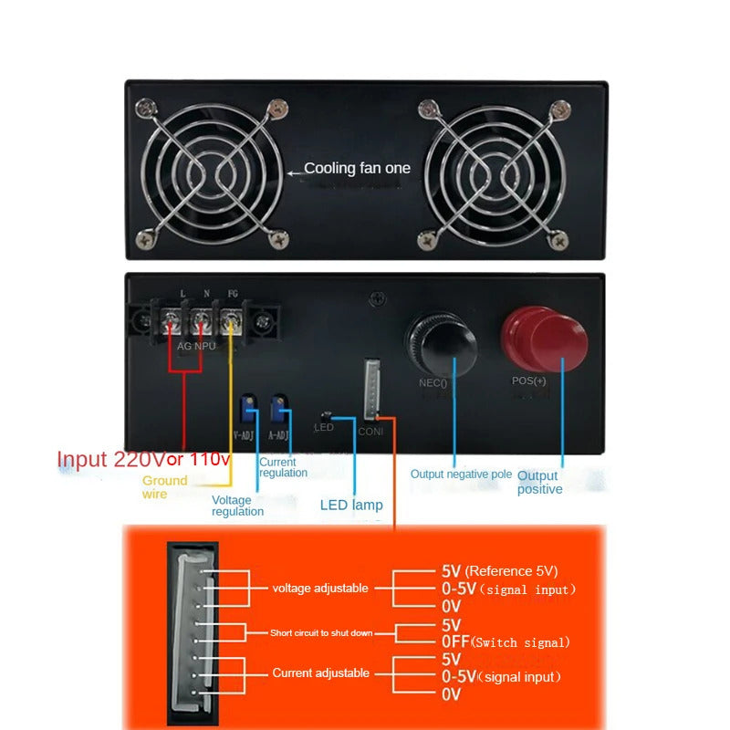 NOEIFEVO Carregador Universal com Tensão Ajustável de 12V 24V 36V 48V 60V 80V 110V, Corrente Ajustável de 200A 125A 50A 27A, Carregamento CC/CV, Alimentação de Alta Corrente para Bateria de Lithium Lipo LiFePO4 e Ácido Chumbo.