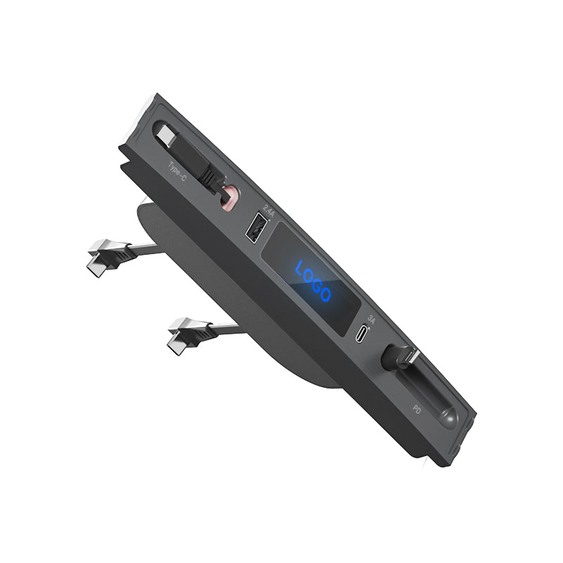 Hurtigoplader til midterkonsol – USB-C lade-dock & USB splitter hub, kompatibel med Tesla M3/Y (Highland 2024–2025 & Standard 2021–2024), intelligent adapter med strømlængdeforlænger