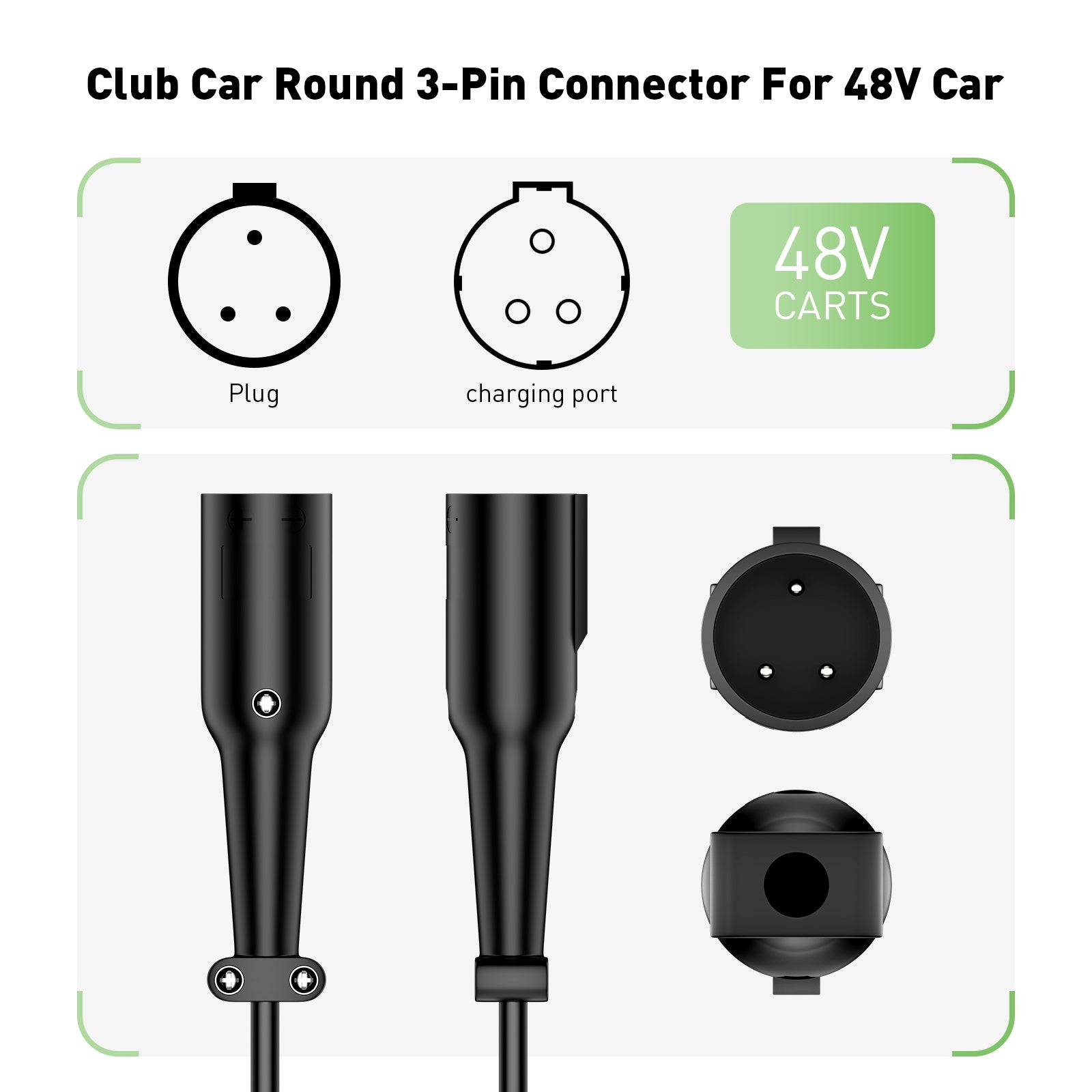 NOEIFEVO 48V 20A golfvogn batterioplader til Club Car Precedent & DS med OBC-kabel