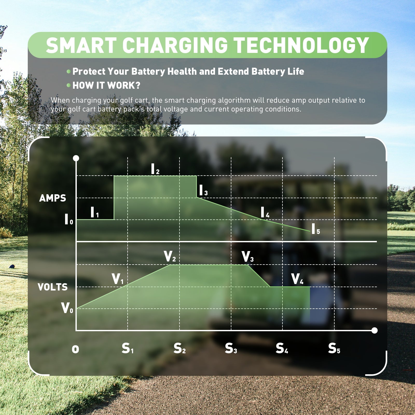 NOEIFEVO 48V 20A Golfkar Batterijlader voor Club Car Precedent & DS met OBC-kabel