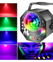 4-i-1-diskokugle – festlys med 64 mønstre, musikstyret discolampe med fjernbetjening, RGB-UV-stroboskop til hjemmet, bar, klub, udendørs og fødselsdage