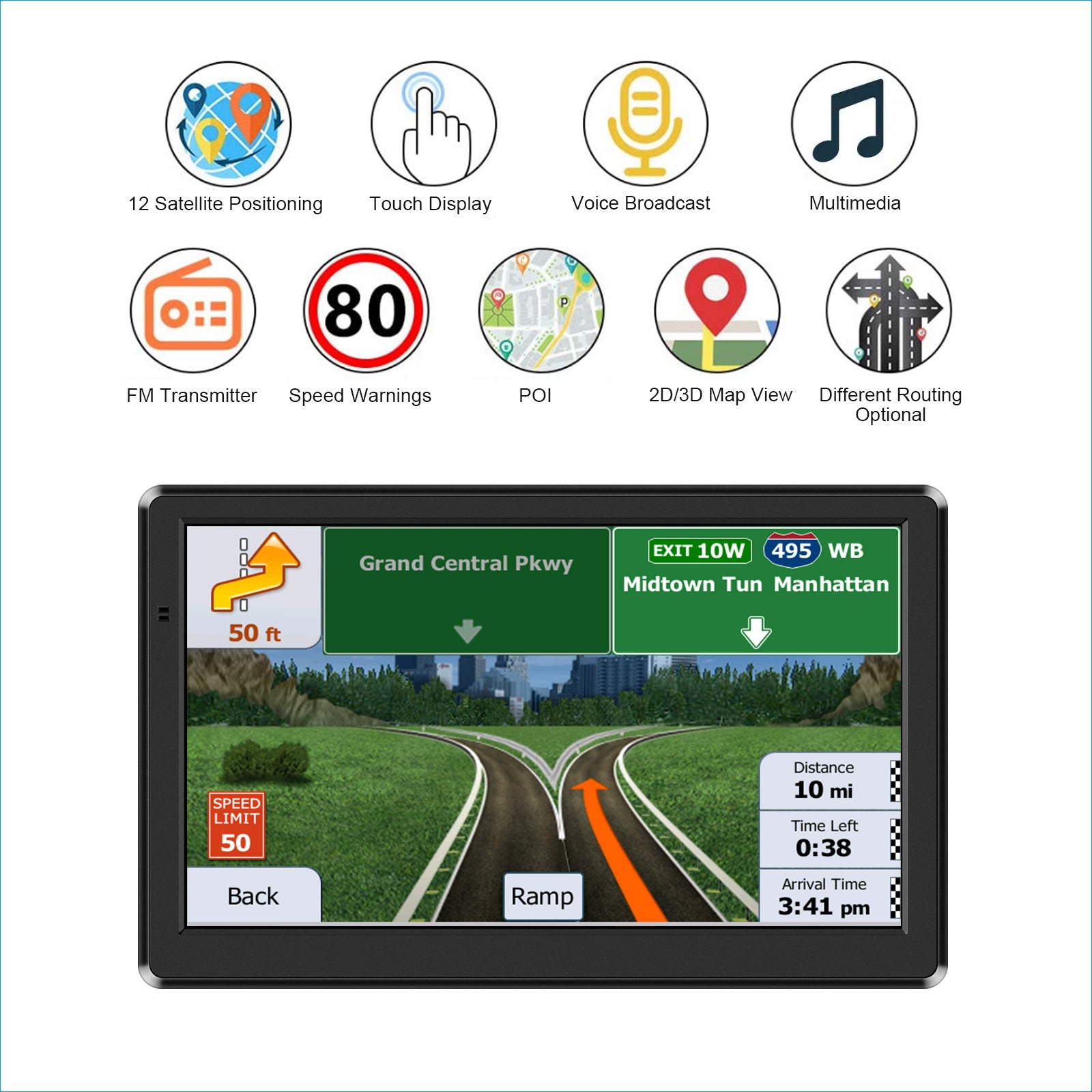 NOEIFEVO X20 Navegación GPS, Pantalla Táctil de 7 pulgadas con Mapas de Europa, 8GB 256MB, Multilingüe, Soporte FM, para Coches/Furgonetas/Camiones