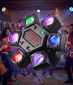 80W RGBW LED Moving Head Partylicht, 4-in-1 Mini Sechsarmiger Beam Strobe Effekt, DJ Bar Bühnenbeleuchtung mit Fernbedienung, DMX 512 Unterstützung