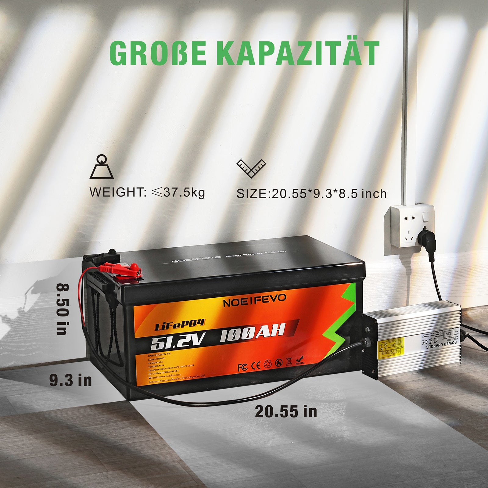 NOEIFEVO D48100 51.2V 100AH Lithium Iron Phosphate Battery LiFePO4 Bat –  Smart LifePO4 Batterie & Heimspeicherung von Energie & Intelligentes  Ladegerät